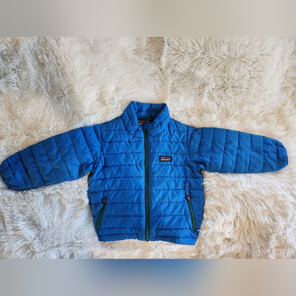 2t Patagonia blue puffer jacket